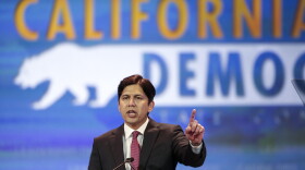 California Senate President Pro Tem Kevin de Leon greets supporters at the California Democrats State Convention in Anaheim, May 16, 2015. 