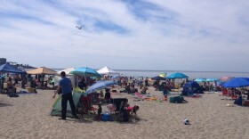Hundreds of people fled to La Jolla shores for relief from hot temperatures, Sunday, March 15, 2015.