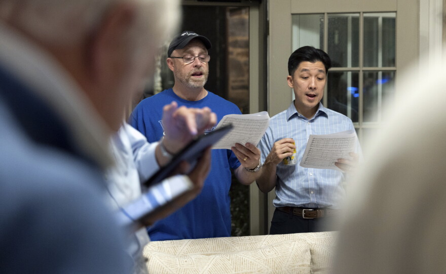 Tonics members Ted Lathan (center) and Richard Chung sing an arrangement of "Everything" by Michael Bublé. The Tonics have close to 100,000 followers on Instagram.