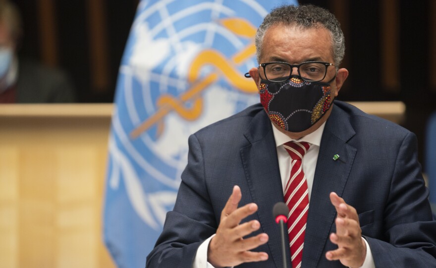 WHO Director-General Tedros Adhanom Ghebreyesus, shown here at a meeting on Monday, has said that the coronavirus death toll is likely higher than the more than 1 million fatalities officially reported.