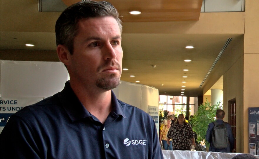 SDG&E's spokesperson Alex Welling at San Marcos City Hall on Sept. 17, 2026.