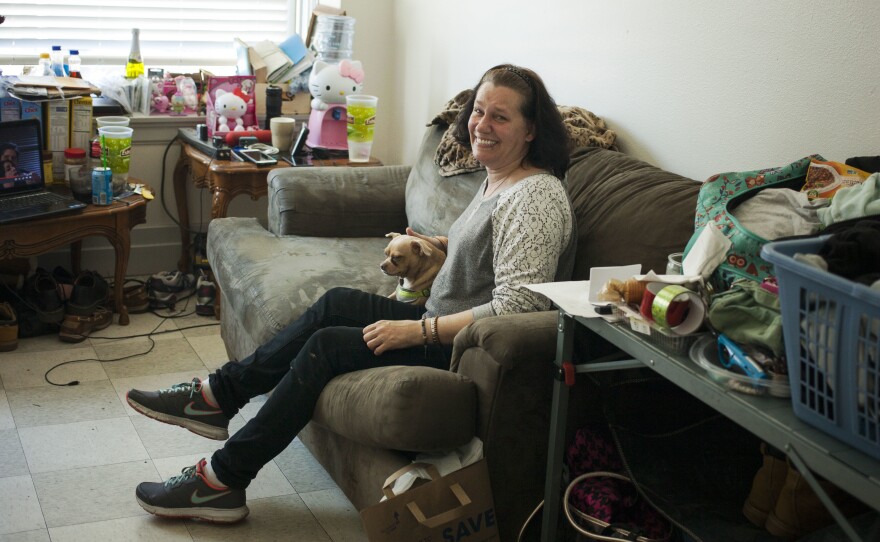 Shannon McCarty in her new apartment in Everett, Wash. Shannon was a meth and heroin user, but is in recovery with the help of a police program that connects people who use drugs with services.
