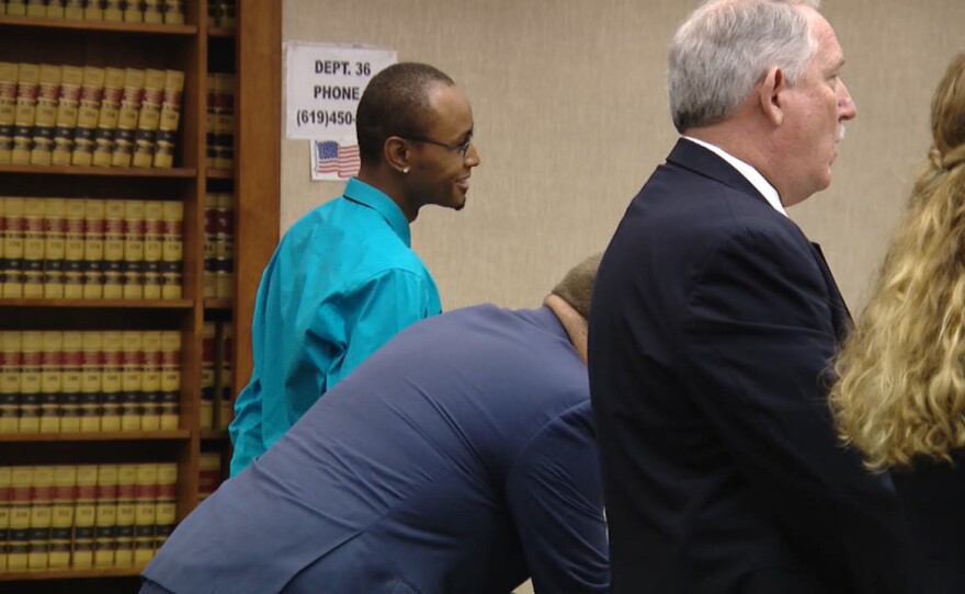 Robert Branch III stands after being acquitted by a San Diego jury, June 23, 2017.