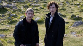 Martin Freeman as Watson and Benedict Cumberbatch as Sherlock in "The Hounds Of Baskerville."