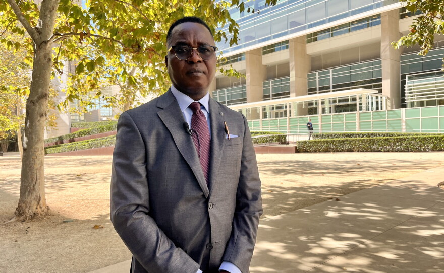 Attorney Wismick Saint-Jean stands in front of the United States Courthouse in downtown San Diego, Oct, 16. 2026.