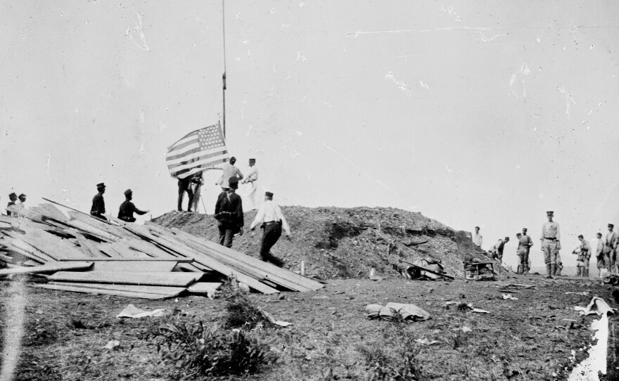 Hoisting the flag at Guantanamo, June 12, 1898. The U.S. has had control of Guantanamo since the end of the Spanish-American war at the end of the 19th century.