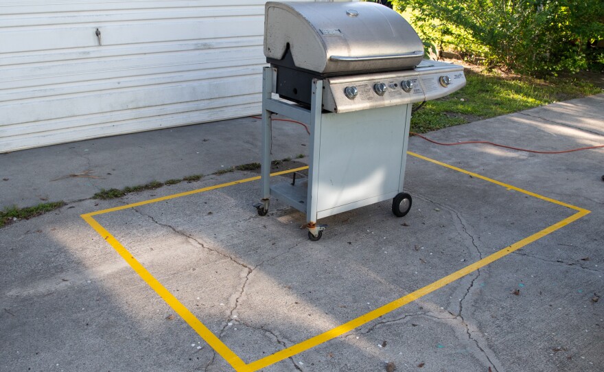 The National Fire Protection Association's Susan McKelvey recommends taping bright colored duct tape on the ground near a grill to mark off a boundary easily visible to children.