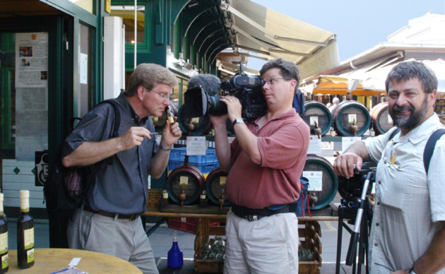 Rick Steves samples local vinegar in a Vienna market. In season four, America's favorite guidebook author shares his extensive knowledge of European history, art and culture in England, Wales, Scotland, Italy and Austria. A special behind-the-scenes episode documents the challenges and surprises of producing one of public television's most popular series.