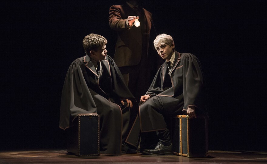 Harry's son, Albus (Sam Clemmett, left), befriends Scorpius Malfoy (Anthony Boyle) on the Hogwarts Express