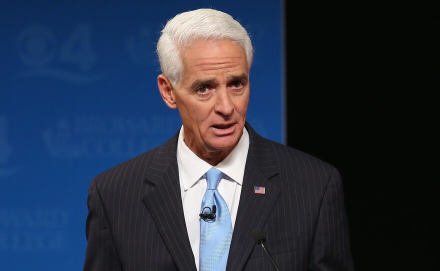 Former Florida Governor and Democratic candidate for Governor Charlie Crist during a televised debate with Republican Florida Governor Rick Scott at Broward College on Wednesday.