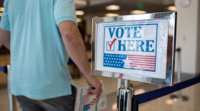A voter is shown in the San Diego County Registrar of Voters Office in Kearny Mesa on June 4, 2018. 
