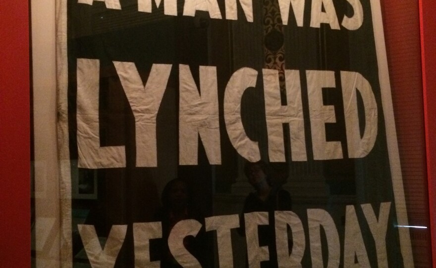 This sign, which the NAACP used to hang outside its headquarters every time a person was lynched in the United States, is part of a Library of Congress exhibit documenting the civil rights movement.