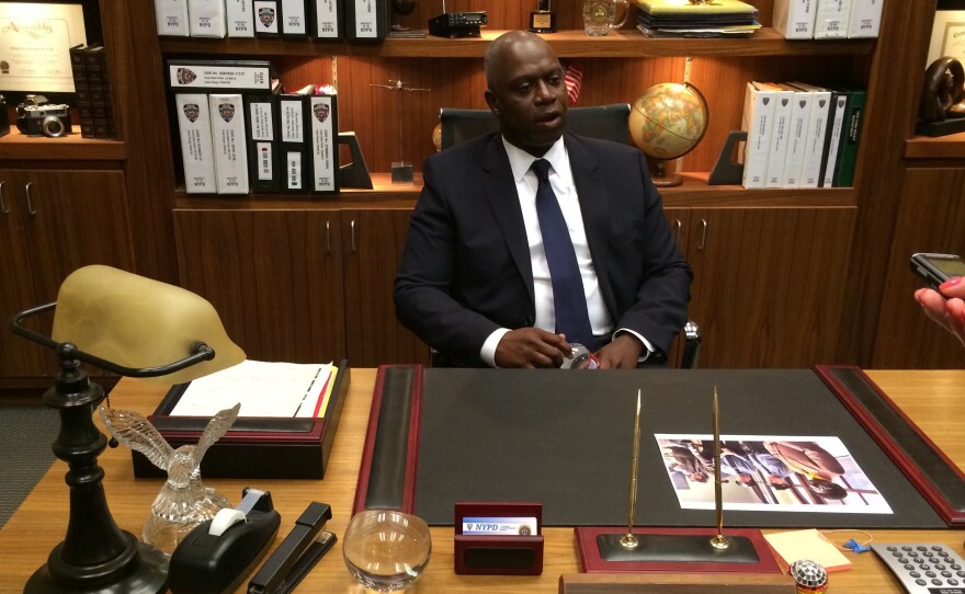 Braugher on the set of <em>Brooklyn Nine-Nin</em>e in 2014.