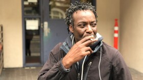 Sean Kayode is shown outside the Next Door homeless shelter in San Francisco on July 26, 2018.
