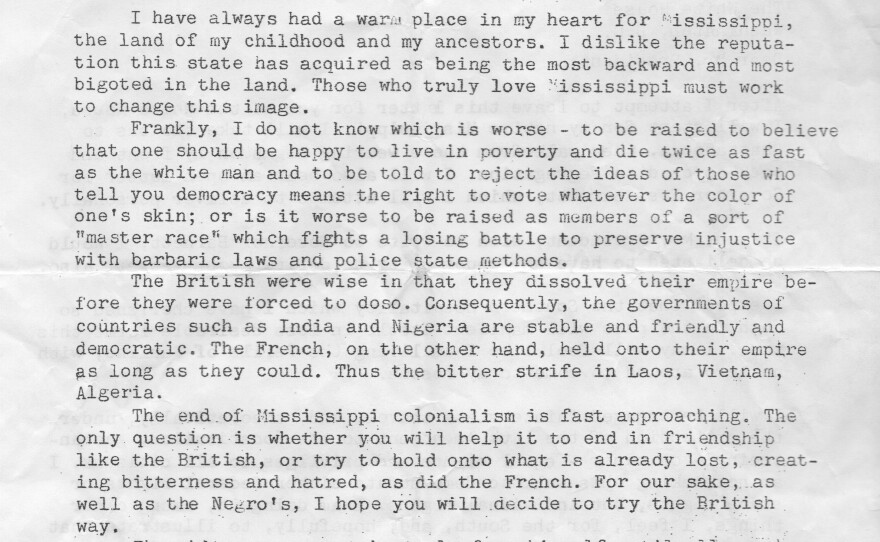 Moore intended to deliver a letter demanding the end of segregation, to Mississippi Gov. Ross Barnett.