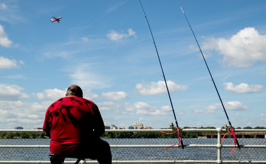 The park is a popular spot for fishing in the Potomac River.