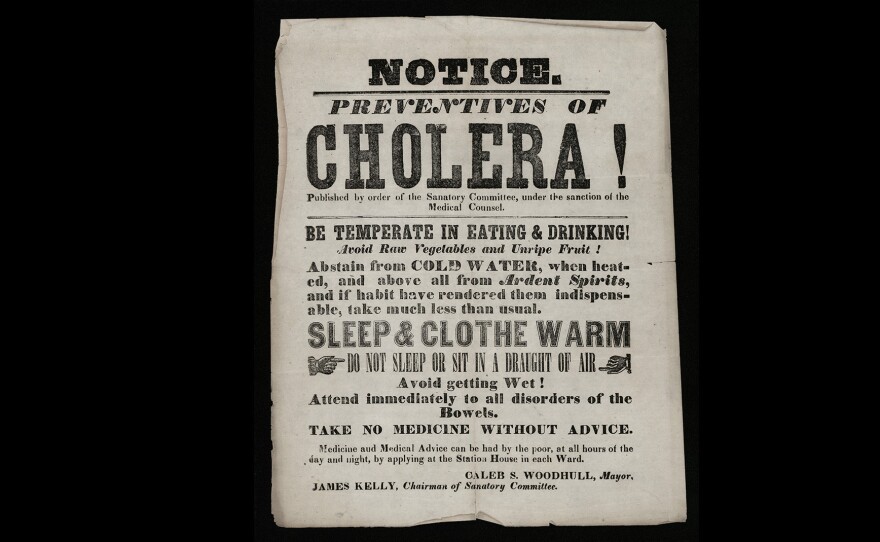 New York Board of Health Notice with preventives for cholera (1849).