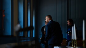 House Minority Leader Hakeem Jeffries, D-N.Y., looks out a window at Independence Hall in Philadelphia on July 2, 2026.
