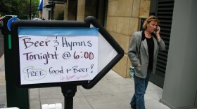 In downtown Portland, Ore., the First Christian Church opens its parish hall for an event called Beer & Hymns one Saturday night a month.