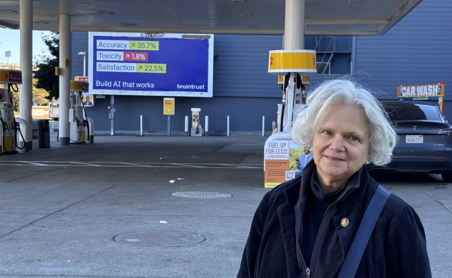 University of California, Berkeley, professor Louise Mozingo has studied the tech sector in the context of corporate landscaping for decades. But she is is as baffled by the cryptic billboards and bus shelters as most other San Francisco Bay Area locals.