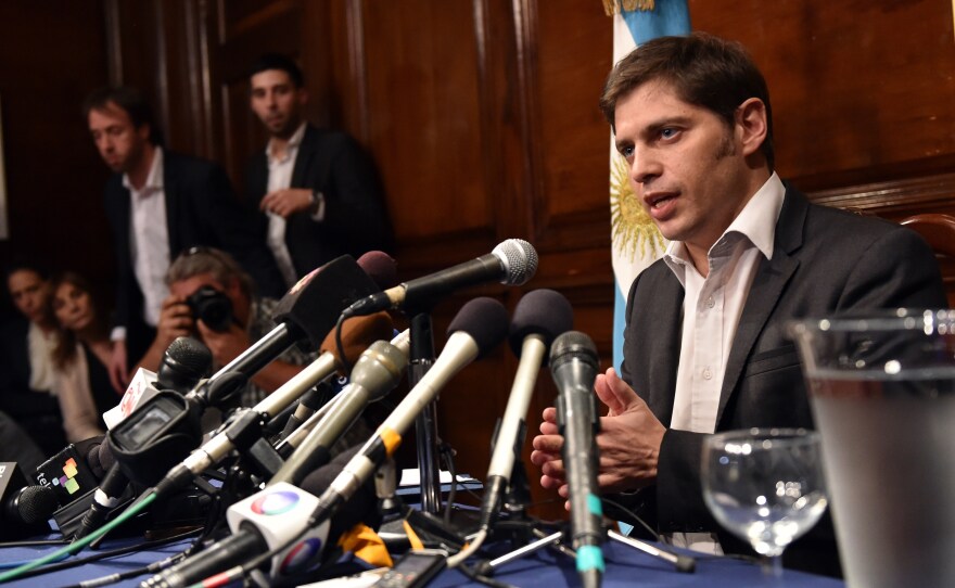 Argentina's Economy Minister Axel Kicillof speaks during a press conference at the Argentina Consulate in New York on Wednesday.