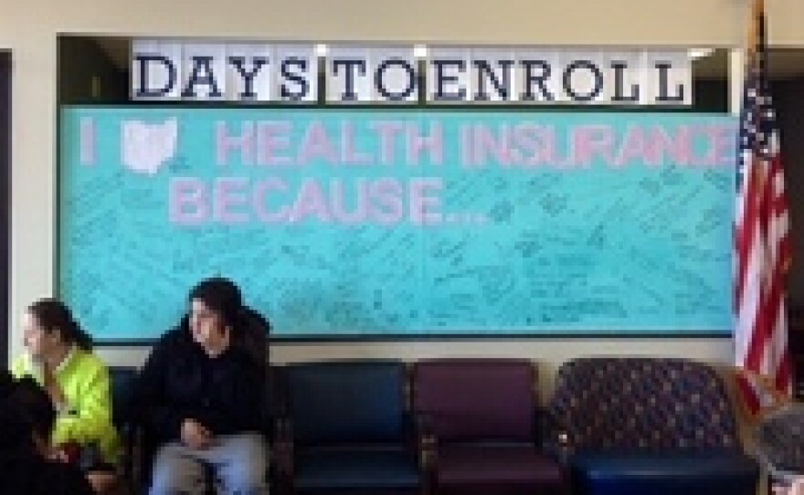 Employees crafted an inspirational billboard at the Neighborhood Family Practice clinic in Cleveland.