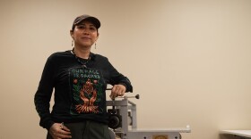 Irie Zepeda is founder of the Barrio Logan-based Por la Mano Press, shown in the new printmaking studio at the Chicano Park Museum and Cultural Center on Oct. 7, 2025. "You don't have to ask anyone else. It's just right there in front of you," they said of DIY printmaking as an art form.
