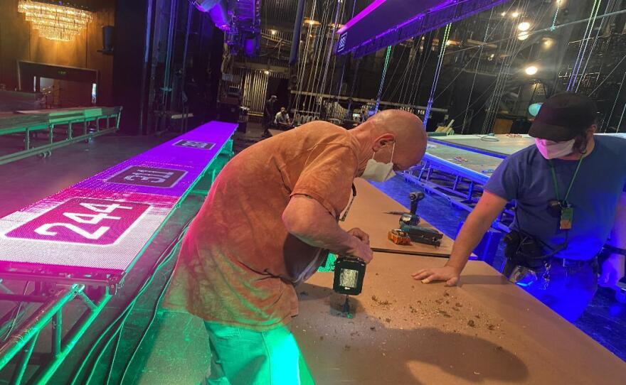 Carpenters, electricians, and other professionals have worked 14-hour days building sets for <em>Il Trovatore</em> at LA Opera.