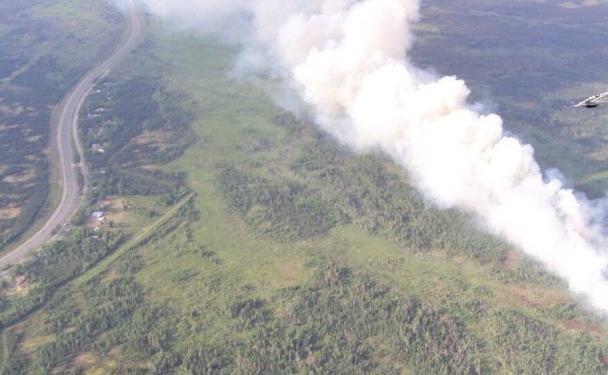 The most visible parts of the Fish Creek Fire — shown here on June 21 — flamed out more than a week ago. But the fire continues underground, burning hidden layers of organic material that never decomposed.
