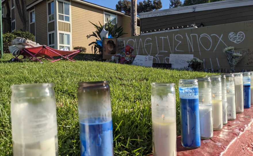 A vigil honoring a 12-year-old boy who suffered a fatal gun shot wound outside a condominium complex in Chula Vista, Calif. July 6, 2021.