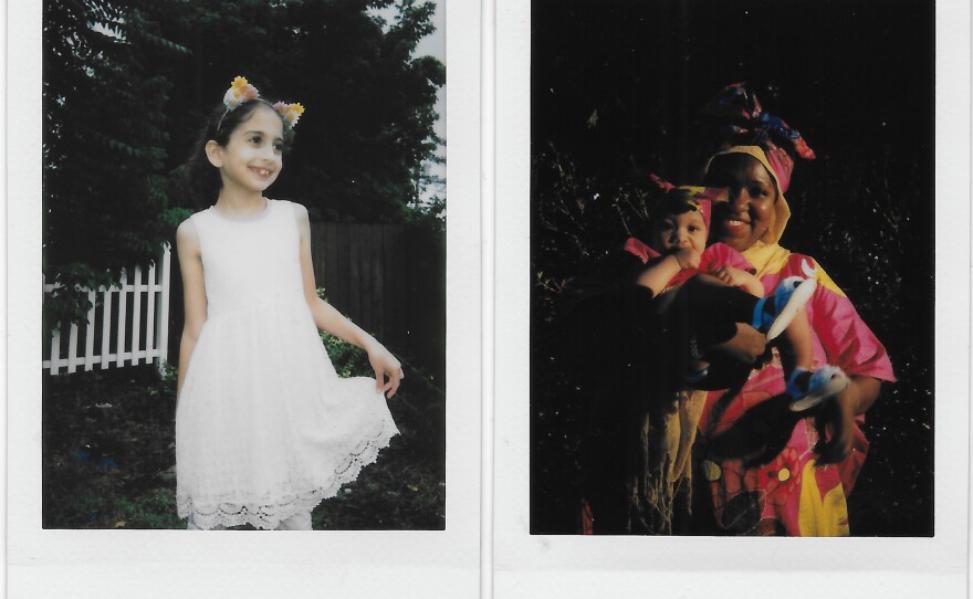 Shakira Abueteen (left) at Islamic Society of Northeast Ohio on Aug. 21 and Qadira Huff and Zora (8 months) in Washington, D.C. on June 15.
