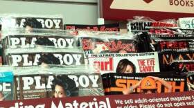 Adult magazines for sale on military bases.