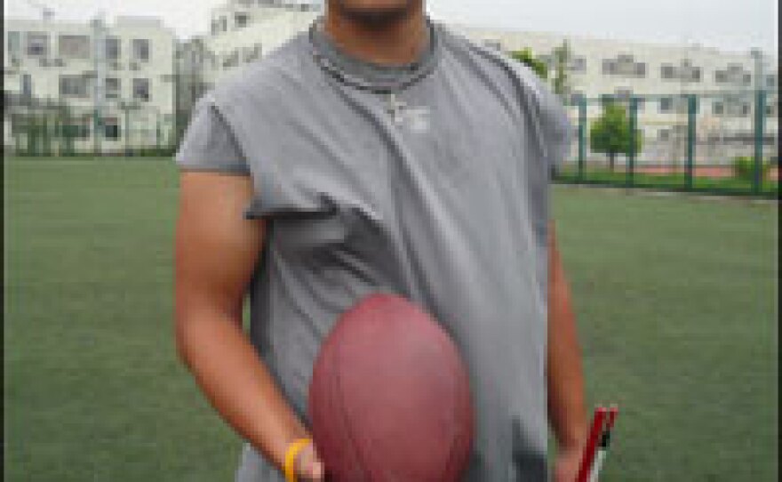 Gao Wei, 20, is one of four Chinese athletes handpicked to train under the NFL's China kicker program. He trained overseas for six months but is now back in China.