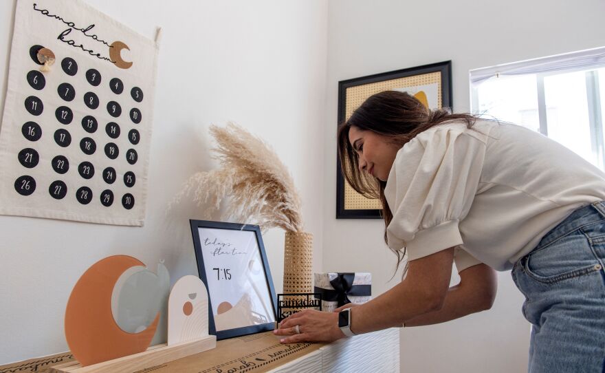 Lebanese-American designer and owner of ModernEID Jomana Siddiqui organizes her Ramadan and EID decor and gifts. there has been a rise in companies like hers that make Eid al-Fitr, which marks the end of Ramadan, a more commercialized holiday.