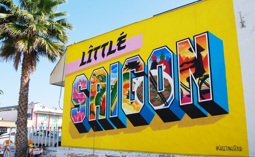 A 2018 photo of the Little Saigon mural.