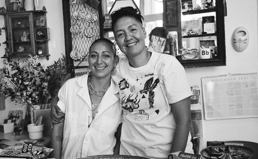 Jesi Gutierrez and Celi Hernandez pictured inside Libélula Books & Co. in this undated photo.