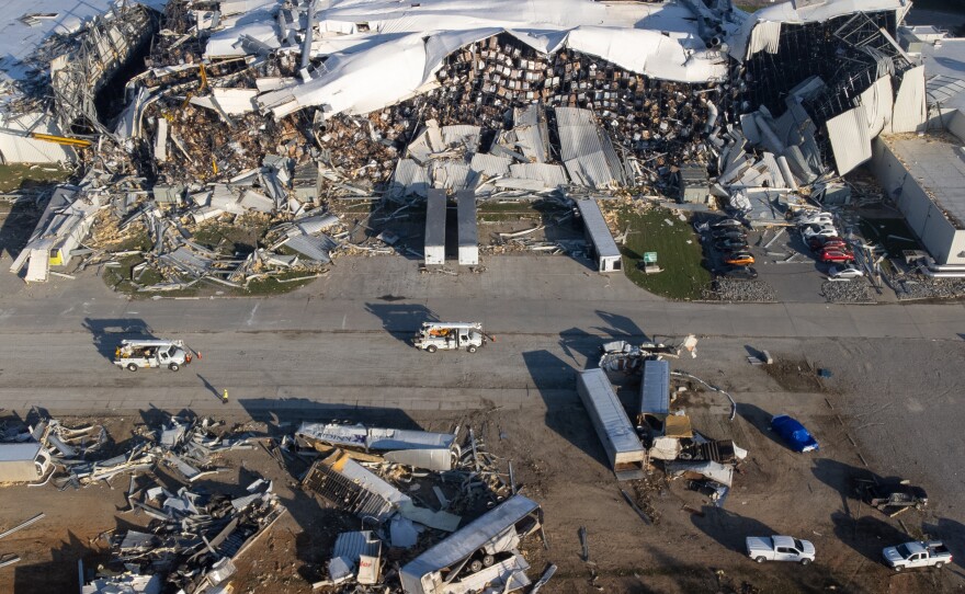 A tornado damaged a Pfizer pharmaceutical plant in Rocky Mount, N.C., in July. The facility makes almost 25% of Pfizer's sterile injectable medicines used in the U.S.