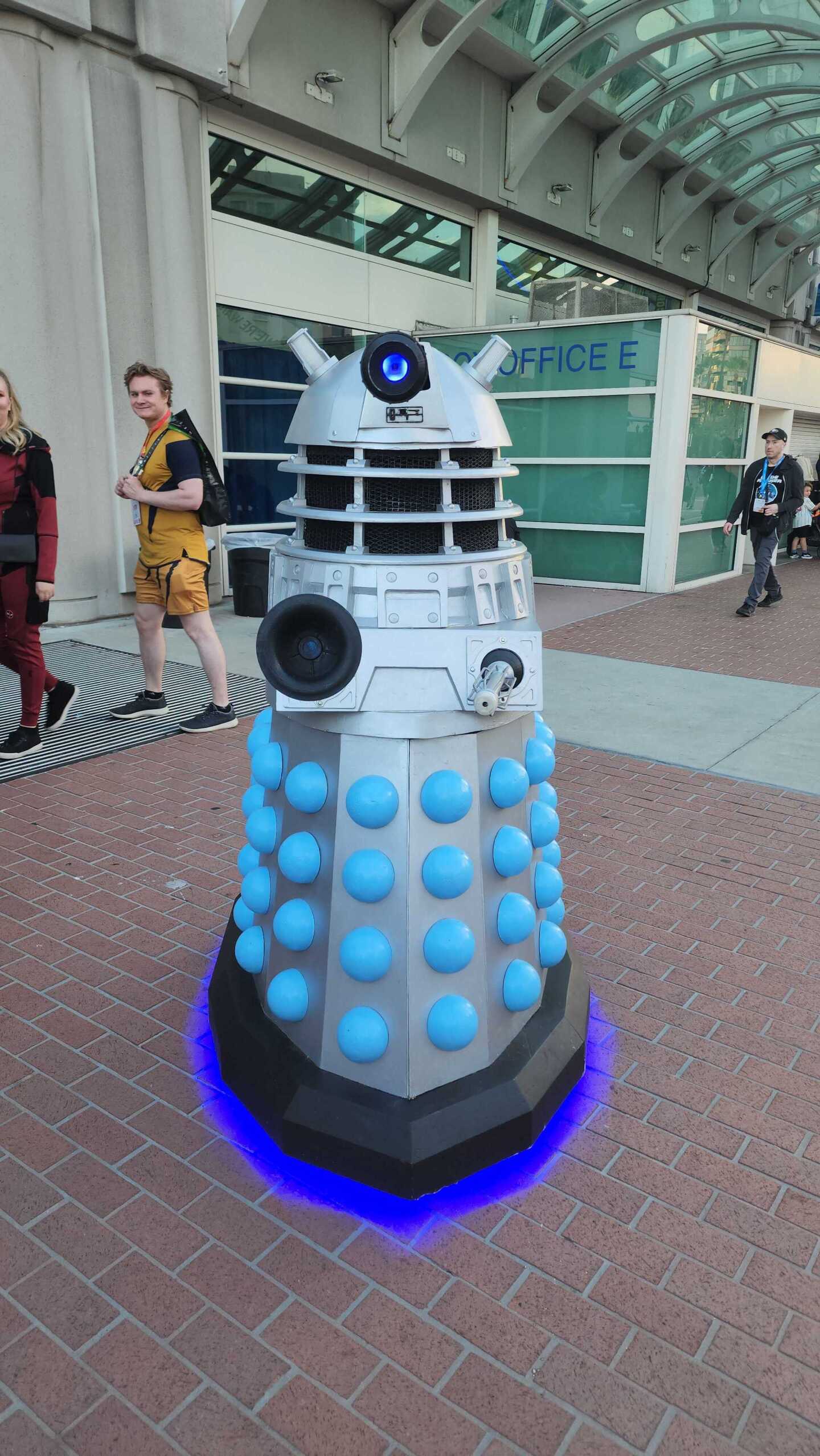 A roving Dalek from BBC television series "Dr. Who" terrorizes Comic-Con attendees in front of the San Diego Convention Center on July 26, 2025.