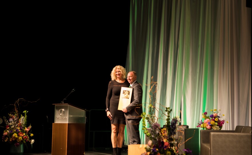 Jody Runge is inducted into the University of Oregon Hall of Fame on May 7.