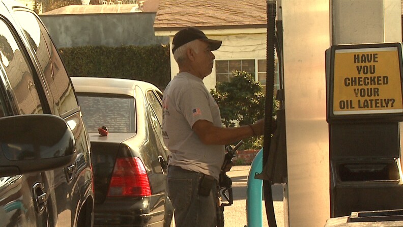 A Tijuana resident filled his car at a San Ysidro gas station, Jan. 6, 2017. 