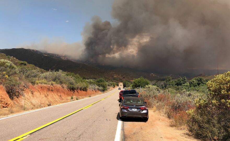 Smoke plumes from the Valley Fire viewed from Japatul Road facing East, southeast of Alpine in San Diego County. Sept. 6, 2020.