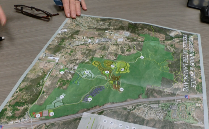 A map of the Newland Sierra master-planned community, proposed for the hills west of Interstate 15, north of San Marcos, March 8, 2016. It will need an amendment of the County General Plan from the San Diego County Board of Supervisors