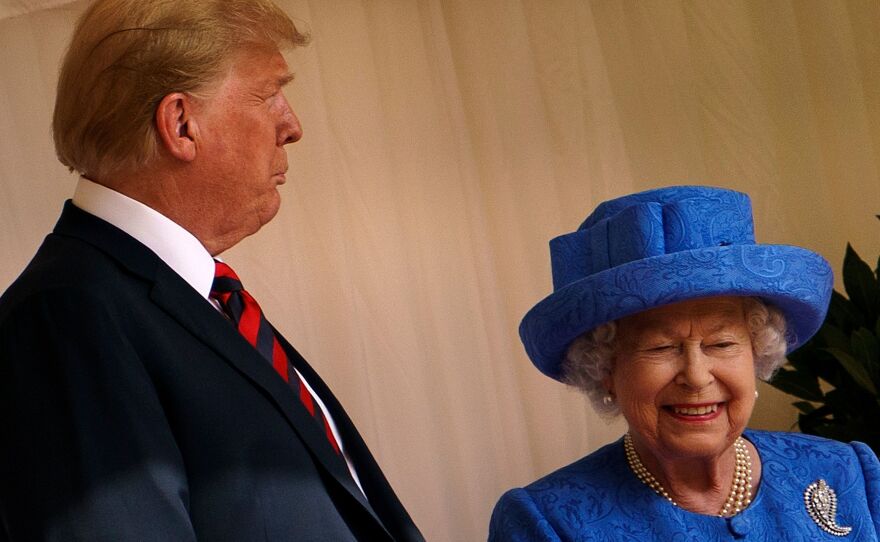 President Trump has accepted an invitation for a state visit from Britain's Queen Elizabeth II, setting up a trip in early June. The two are seen here during Trump's visit to the U.K. last June.