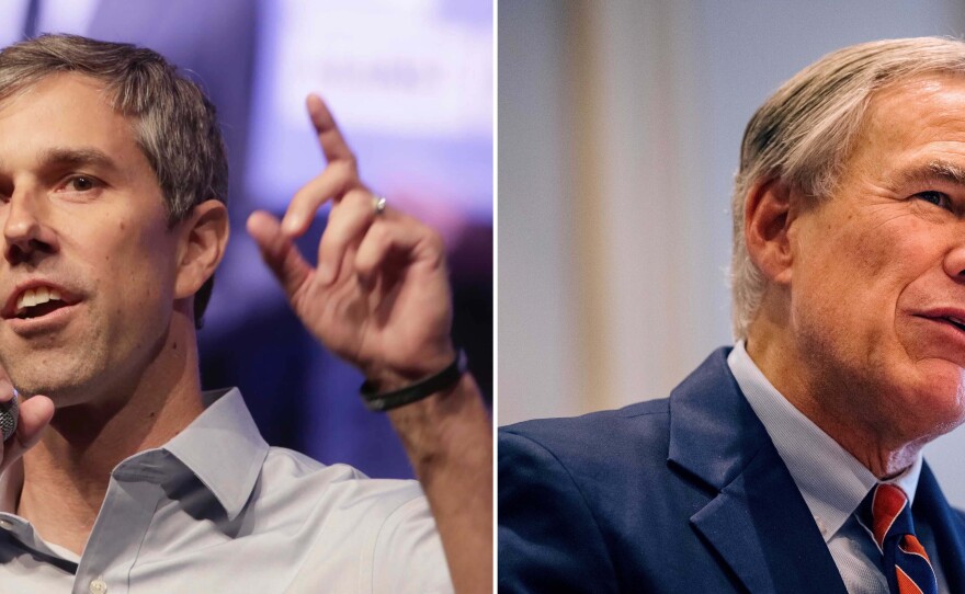Former Texas U.S. Rep. Beto O'Rourke, left, and Gov. Greg Abbott.