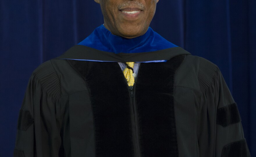 Terrence Roberts, a Pasadena-based psychologist who was among the first black students to attend Little Rock Central High School in 1957, received a Doctorate of Humane Letters from Cal State University San Marcos on April 22, 2014.