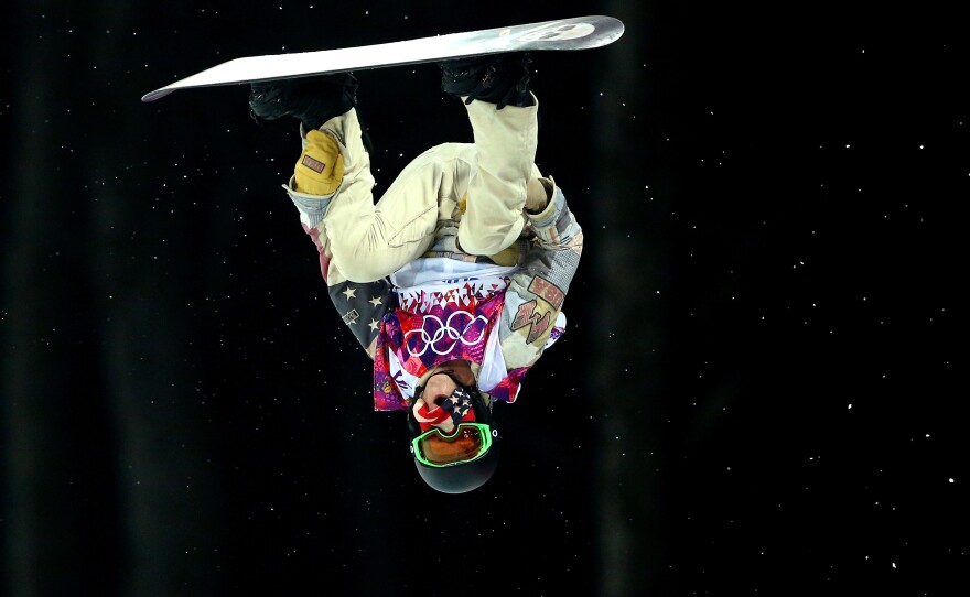 White competes in the snowboard men's halfpipe final at the 2014 Winter Olympics in Sochi, Russia.