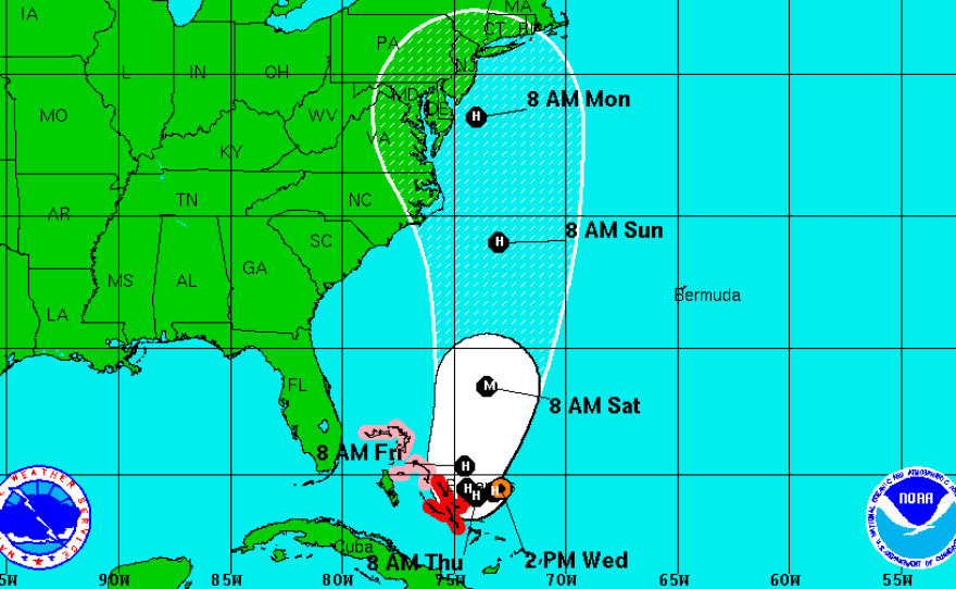 A forecast track for Hurricane Joaquin from the National Hurricane Center.