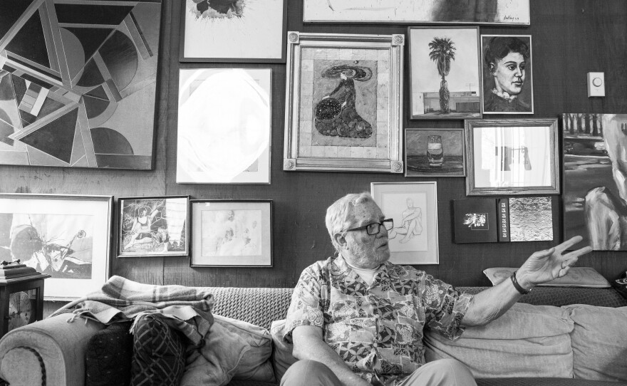 A portrait of Walter Pomeroy, who has an extensive collection of paintings and drawings by San Diego artists from the 1950s and '60s, March 9, 2016.