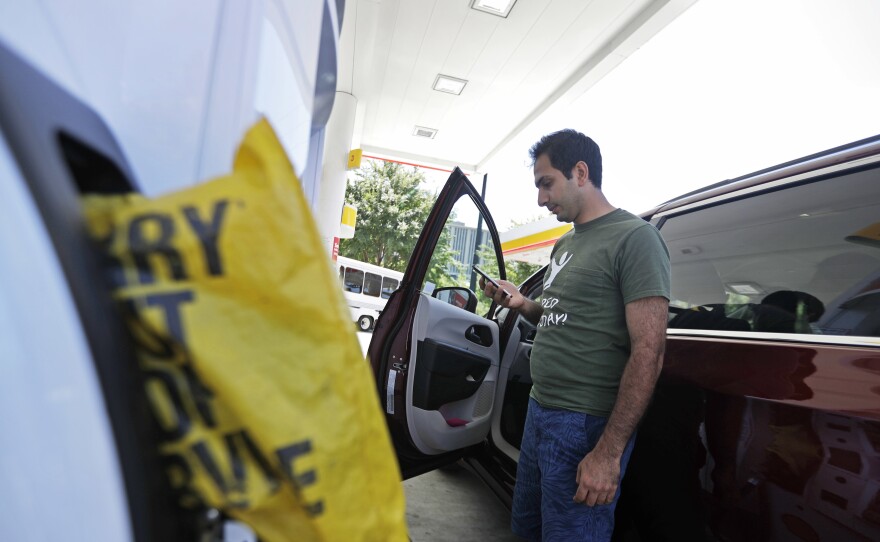 A motorist who found an Atlanta gas station had run out of fuel calls a nearby gas station Monday to see if they have any left. Gas prices spiked and drivers found "out of service" bags covering pumps as the gas shortage in the South rolled into the work week, raising fears that the disruptions could become more widespread.