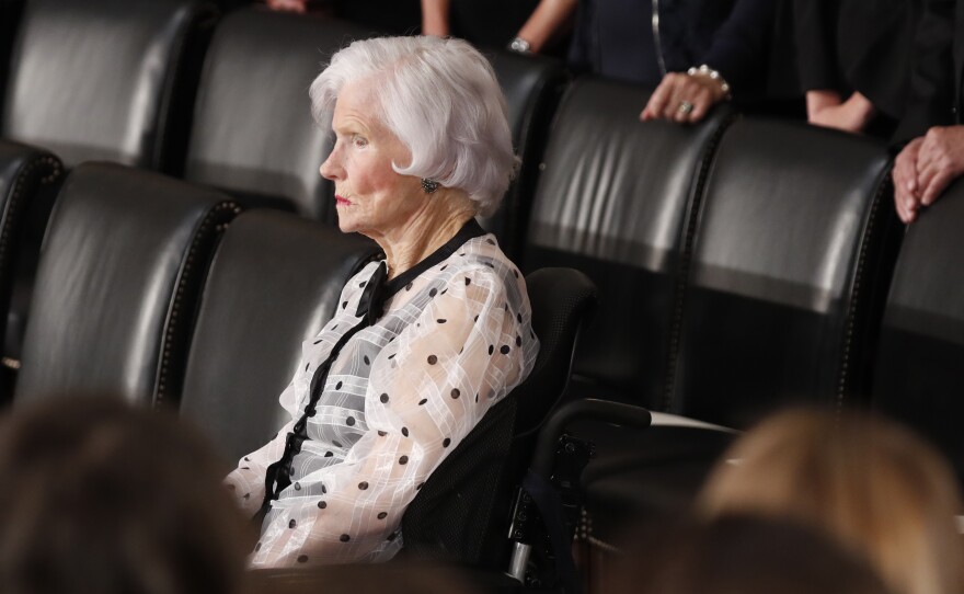 Roberta McCain, the mother of late U.S. Senator John McCain, is seated prior to ceremonies honoring him in the Capitol Rotunda, Aug. 31, 2018